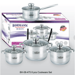 Casa si Gradina - Bucatarie si vesela - Vase pentru gatit - Oale si cratite - Set 8 piese oale Bohmann, otel inoxidabil, cu capac sticla, (1. 9L,2.6L,3.6L,5.5, L) - Infinity.ro