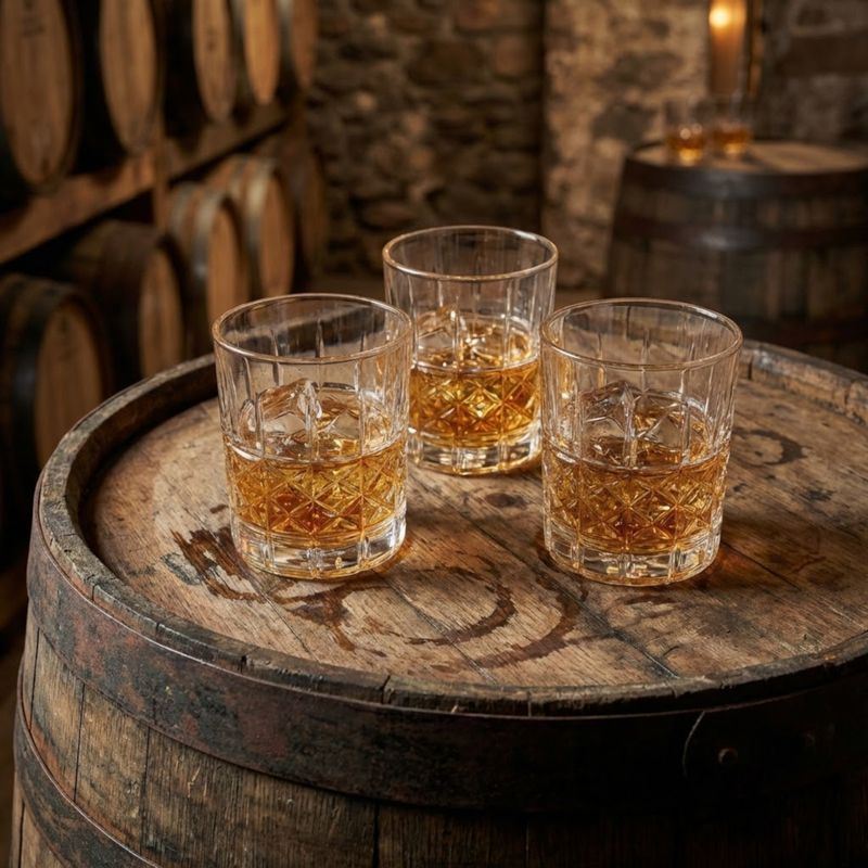 Casa si Gradina - Bucatarie si vesela - Cani si pahare - Pahare - Set 6 pahare cristal MADGENIX Classix 215ml pentru whisky si bourbon, design elegant cu taieturi in relief, pahare tip tumbler joase ideal cadou - Infinity.ro