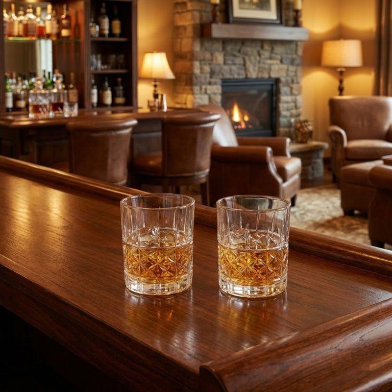 Casa si Gradina - Bucatarie si vesela - Cani si pahare - Pahare - Set 6 pahare cristal MADGENIX Classix 215ml pentru whisky si bourbon, design elegant cu taieturi in relief, pahare tip tumbler joase ideal cadou - Infinity.ro