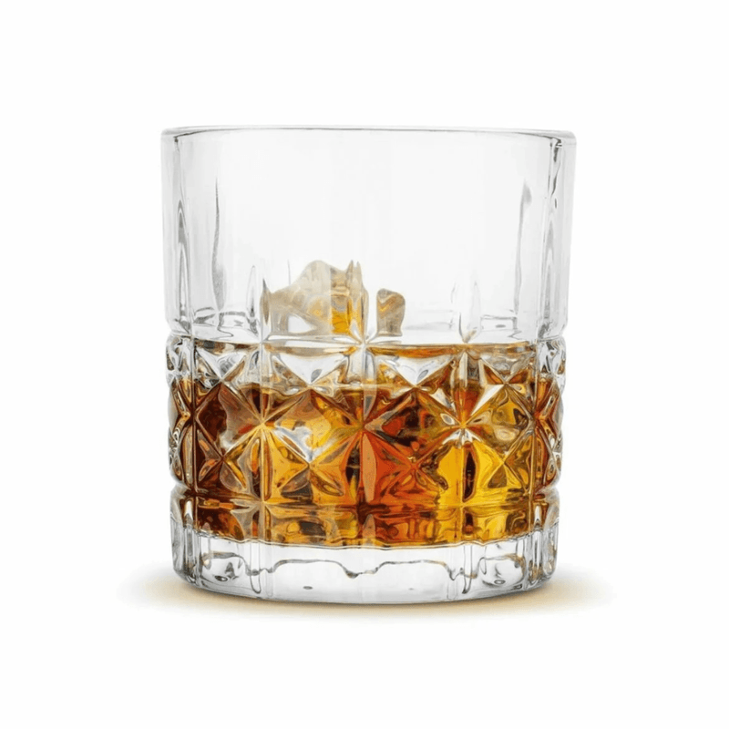 Casa si Gradina - Bucatarie si vesela - Cani si pahare - Pahare - Set 6 pahare cristal MADGENIX Classix 215ml pentru whisky si bourbon, design elegant cu taieturi in relief, pahare tip tumbler joase ideal cadou - Infinity.ro
