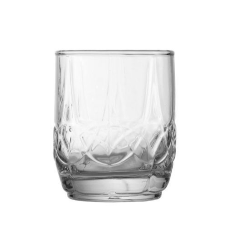 Casa si Gradina - Bucatarie si vesela - Cani si pahare - Pahare - Set 6 pahare din sticla transparenta tip tumbler decorata pentru whisky, bauturi fine si digestiv 190ml MADGENIX - Infinity.ro
