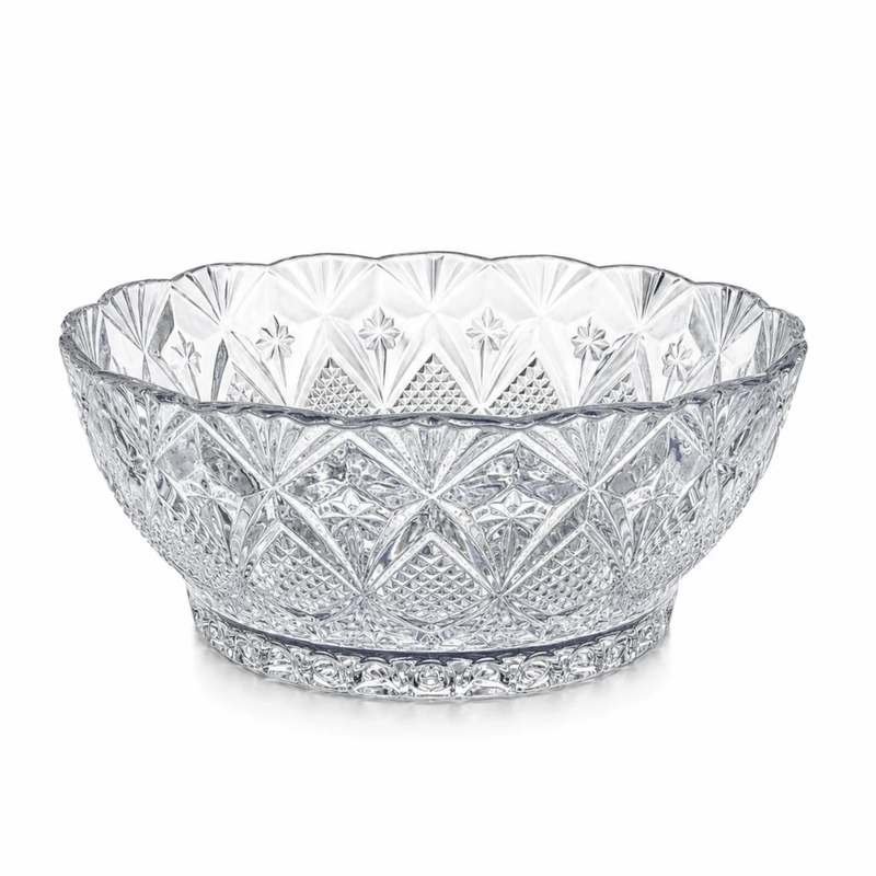 Casa si Gradina - Bucatarie si vesela - Vesela si tacamuri - Farfurii si boluri - Bol din Sticla pentru Salata sau Fructe MADGENIX, Model Cristal Floral, Diametru 23.5 cm, Inaltime 9.5 cm - Infinity.ro