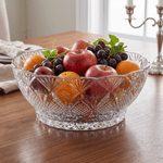 Casa si Gradina - Bucatarie si vesela - Vesela si tacamuri - Farfurii si boluri - Bol din Sticla pentru Salata sau Fructe MADGENIX, Model Cristal Floral, Diametru 23.5 cm, Inaltime 9.5 cm - Infinity.ro