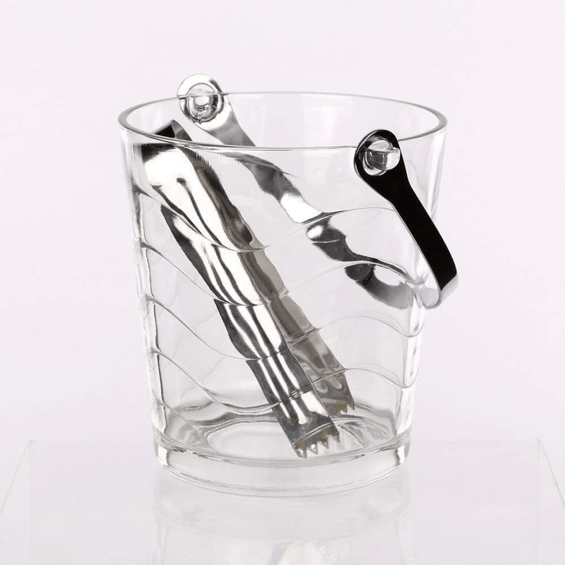 Casa si Gradina - Bucatarie si vesela - Accesorii bar - Frapiere si clesti gheata - Frapiera de Sticla pentru Gheata MADGENIX, 800 ml, Galeata pentru Cuburi de Gheata cu Maner Metalic si Cleste - Infinity.ro