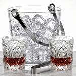 Casa si Gradina - Bucatarie si vesela - Accesorii bar - Frapiere si clesti gheata - Frapiera de Sticla pentru Gheata MADGENIX, 800 ml, Galeata pentru Cuburi de Gheata cu Maner Metalic si Cleste - Infinity.ro
