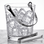 Casa si Gradina - Bucatarie si vesela - Accesorii bar - Frapiere si clesti gheata - Frapiera de Sticla pentru Gheata MADGENIX, 800 ml, Galeata pentru Cuburi de Gheata cu Maner Metalic si Cleste - Infinity.ro