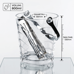 Casa si Gradina - Bucatarie si vesela - Accesorii bar - Frapiere si clesti gheata - Frapiera de Sticla pentru Gheata MADGENIX, 800 ml, Galeata pentru Cuburi de Gheata cu Maner Metalic si Cleste - Infinity.ro