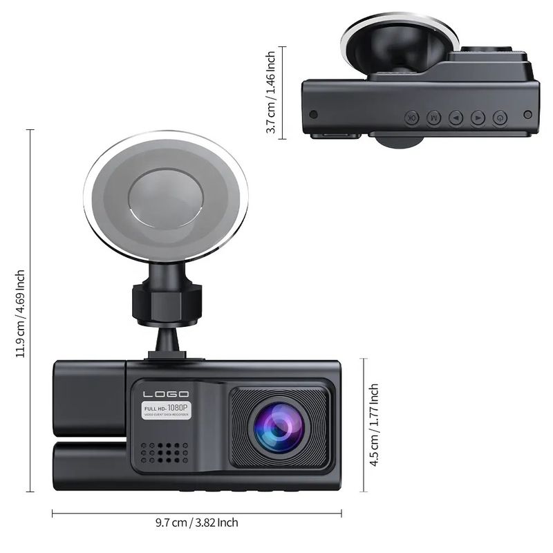 Auto si Moto - Electronice auto - Camere auto si DVR - Camera video auto tripla, 3 canale DVR, Dash Cam S19, WiFi, Night Vision, Rezolutie 1920x1080, Camp vizual ultralarg - Infinity.ro