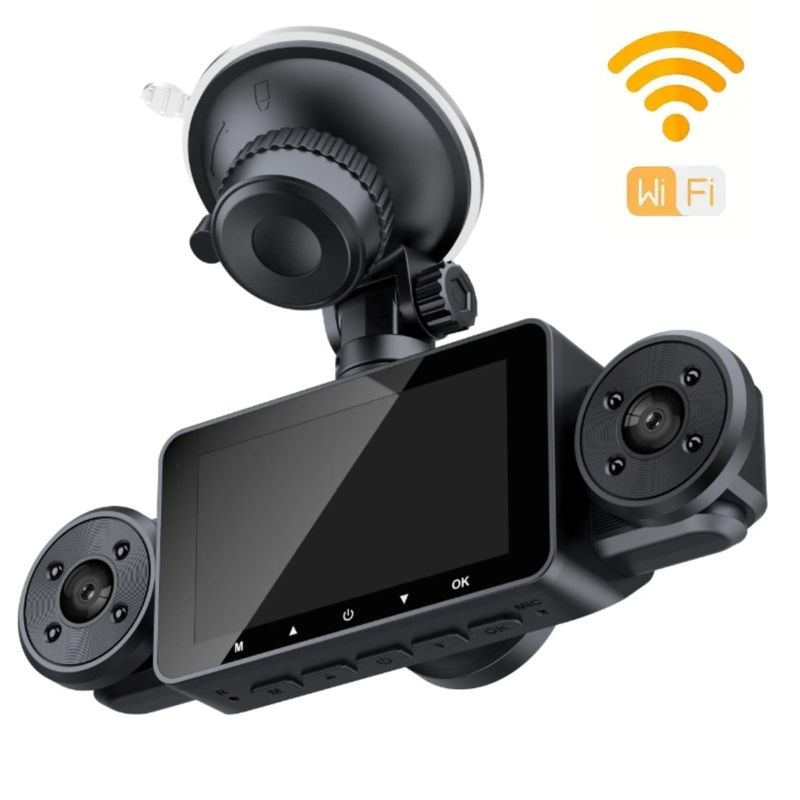 Auto si Moto - Electronice auto - Camere auto si DVR - Camera video auto DVR, EM-S21, 4 lentile – vizibilitate completa, 1920x1080 px, Display IPS 3 inch, Night Vision, WiFi - Infinity.ro