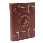 Carti si Birotica - Papetarie - Agende si calendare - Jurnale - Agendă Jurnal din Piele | Handmade | Cu Cristal Natural Ochi de Tigru | 15 X 10 Cm - Infinity.ro