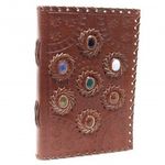 Carti si Birotica - Papetarie - Agende si calendare - Jurnale - Agendă Jurnal din Piele | Handmade | Cu 7 Cristale Naturale | 22,5 X 15 Cm - Infinity.ro