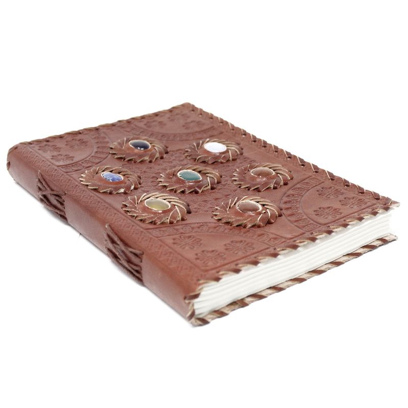 Carti si Birotica - Papetarie - Agende si calendare - Jurnale - Agendă Jurnal din Piele | Handmade | Cu 7 Cristale Naturale | 22,5 X 15 Cm - Infinity.ro