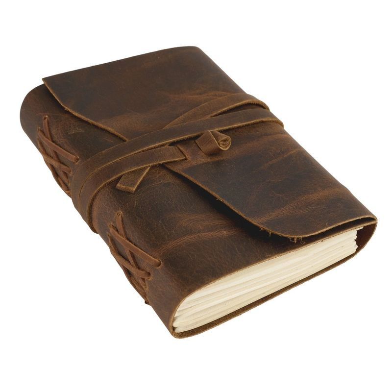 Carti si Birotica - Papetarie - Agende si calendare - Jurnale - Set Cadou – Jurnal din Piele + Pix | Handmade în India | Jurnal de Recunoștință, Culoare Maro Închis | 18 X 13 Cm * - Infinity.ro