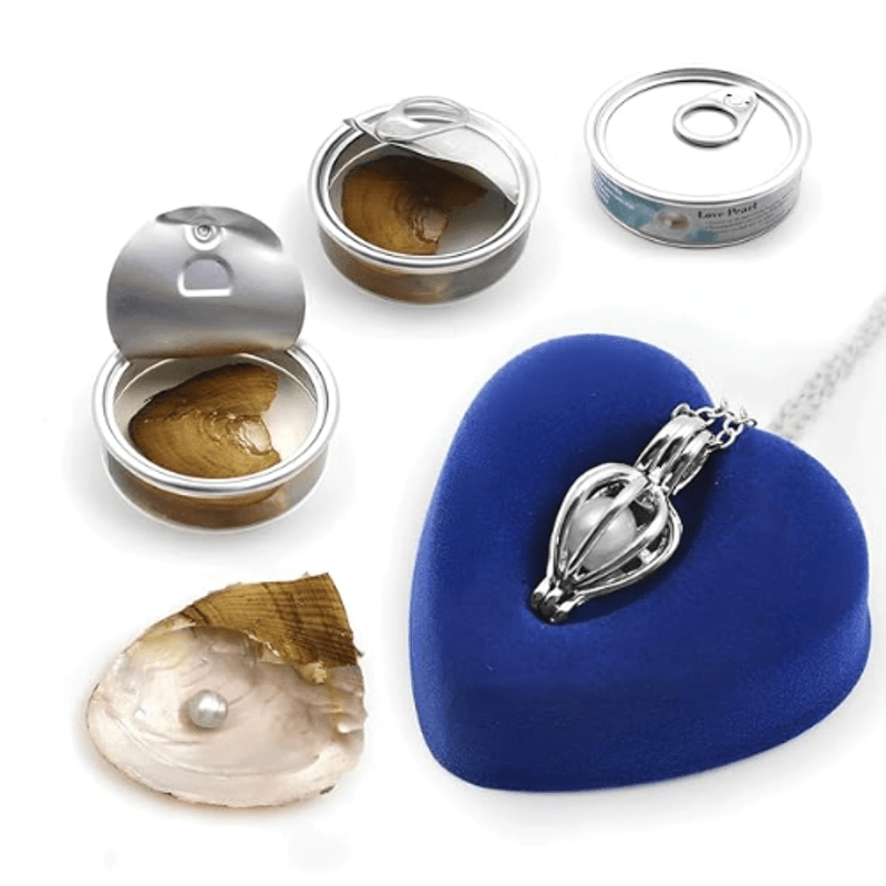 Fashion, accesorii si bijuterii - Femei - Bijuterii femei - Coliere femei - Set cadou „Perla Norocului” – Scoica de apa dulce cu perla naturala surpriza + Colier cu pandantiv cusca - Infinity.ro