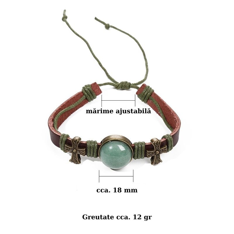 Fashion, accesorii si bijuterii - Femei - Bijuterii femei - Bratari femei - Brățară Handmade din piele cu cristal natural de CUARȚ ROZ, pentru vindecare emoțională - Infinity.ro