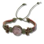 Fashion, accesorii si bijuterii - Femei - Bijuterii femei - Bratari femei - Brățară Handmade din piele cu cristal natural de CUARȚ ROZ, pentru vindecare emoțională - Infinity.ro