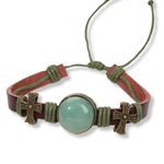 Fashion, accesorii si bijuterii - Femei - Bijuterii femei - Bratari femei - Brățară Handmade din piele cu cristal natural de AVENTURIN VERDE, pentru optimism și prosperitate - Infinity.ro