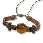 Fashion, accesorii si bijuterii - Femei - Bijuterii femei - Bratari femei - Brățară Handmade din piele cu cristal natural de OCHI DE TIGRU, pentru voință, curaj și încredere în sine - Infinity.ro