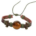 Fashion, accesorii si bijuterii - Femei - Bijuterii femei - Bratari femei - Brățară Handmade din piele cu cristal natural de OCHI DE TIGRU, pentru voință, curaj și încredere în sine - Infinity.ro