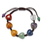 Fashion, accesorii si bijuterii - Femei - Bijuterii femei - Bratari femei - Brățară Handmade, din 7 cristale naturale șlefuite în formă de inimă, pentru curățarea energetică a chakrelor - Infinity.ro