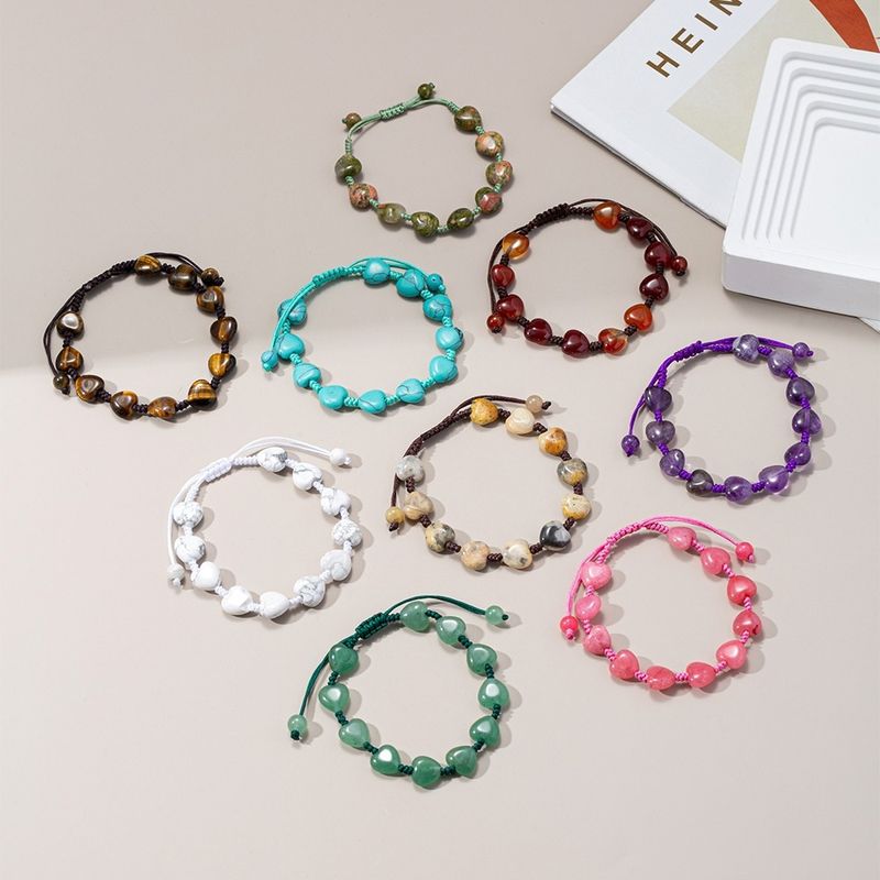 Fashion, accesorii si bijuterii - Femei - Bijuterii femei - Bratari femei - Brățară Handmade, din cristale naturale HOWLIT șlefuite în formă de inimă, pentru claritate mentală, reducerea stresului și anxietății - Infinity.ro