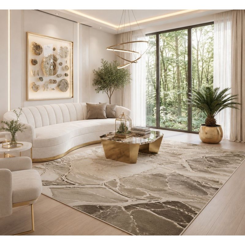 Casa si Gradina - Textile si covoare - Covoare - Covoare casa - Covor Modern Living , Dormitor Dreptunghiular Marmara T156A Bej 80 x 150 - Infinity.ro