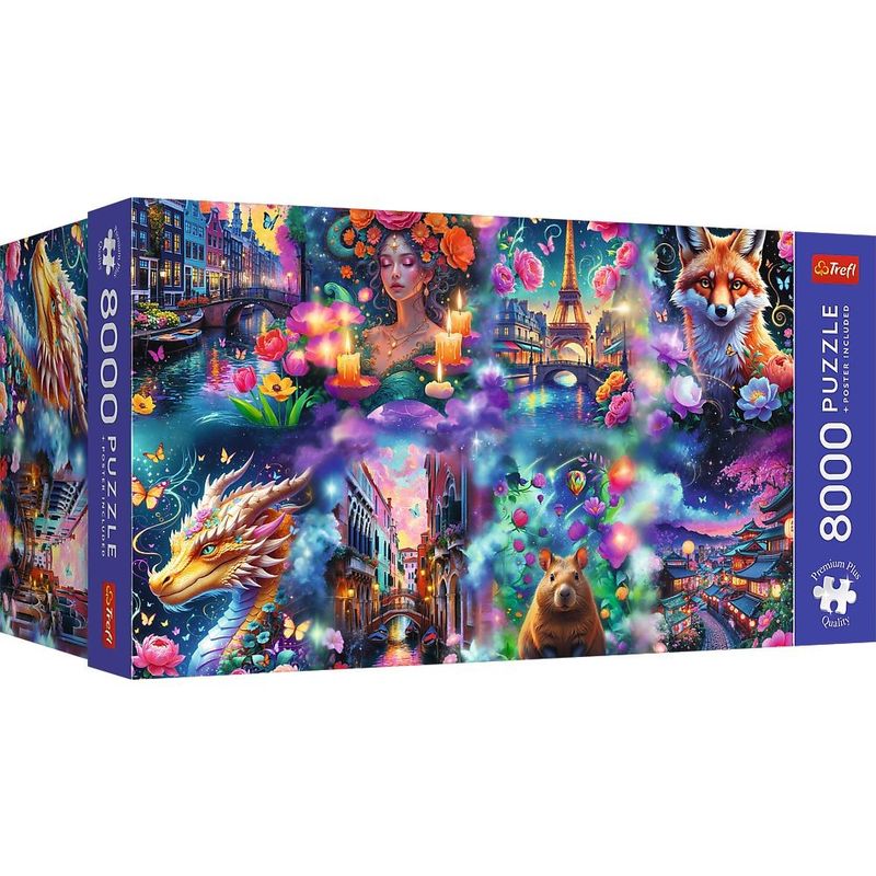 Jucarii, Copii si Bebe - Jucarii si jocuri - Jocuri si puzzle - Puzzle - PUZZLE TREFL 8000 PREMIUM PLUS LUMEA COLORATA CU POSTER INCLUS - Infinity.ro