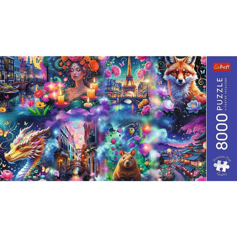 Jucarii, Copii si Bebe - Jucarii si jocuri - Jocuri si puzzle - Puzzle - PUZZLE TREFL 8000 PREMIUM PLUS LUMEA COLORATA CU POSTER INCLUS - Infinity.ro