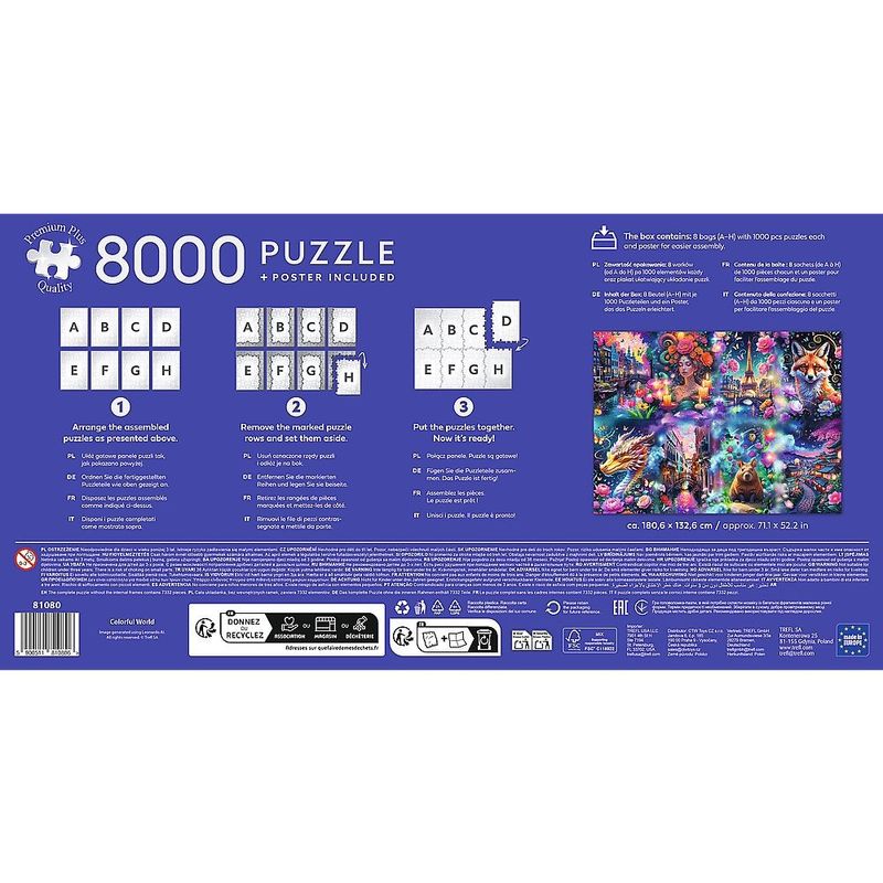 Jucarii, Copii si Bebe - Jucarii si jocuri - Jocuri si puzzle - Puzzle - PUZZLE TREFL 8000 PREMIUM PLUS LUMEA COLORATA CU POSTER INCLUS - Infinity.ro