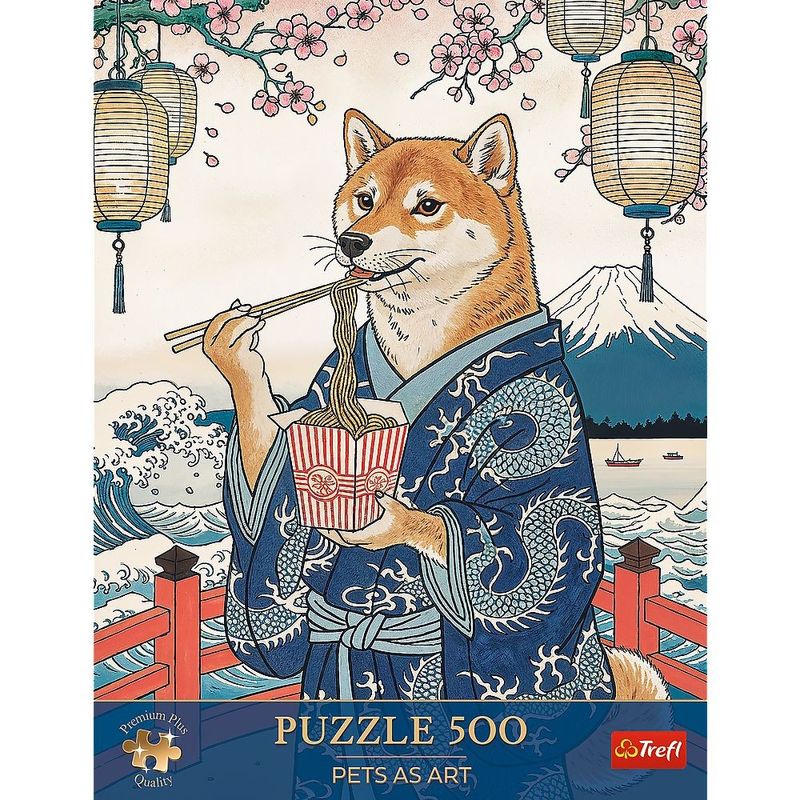 Jucarii, Copii si Bebe - Jucarii si jocuri - Jocuri si puzzle - Puzzle - PUZZLE TREFL 500 PREMIUM PLUS PETS AS ART MEDITATIA CU PASTE A LUI SHIBA - Infinity.ro