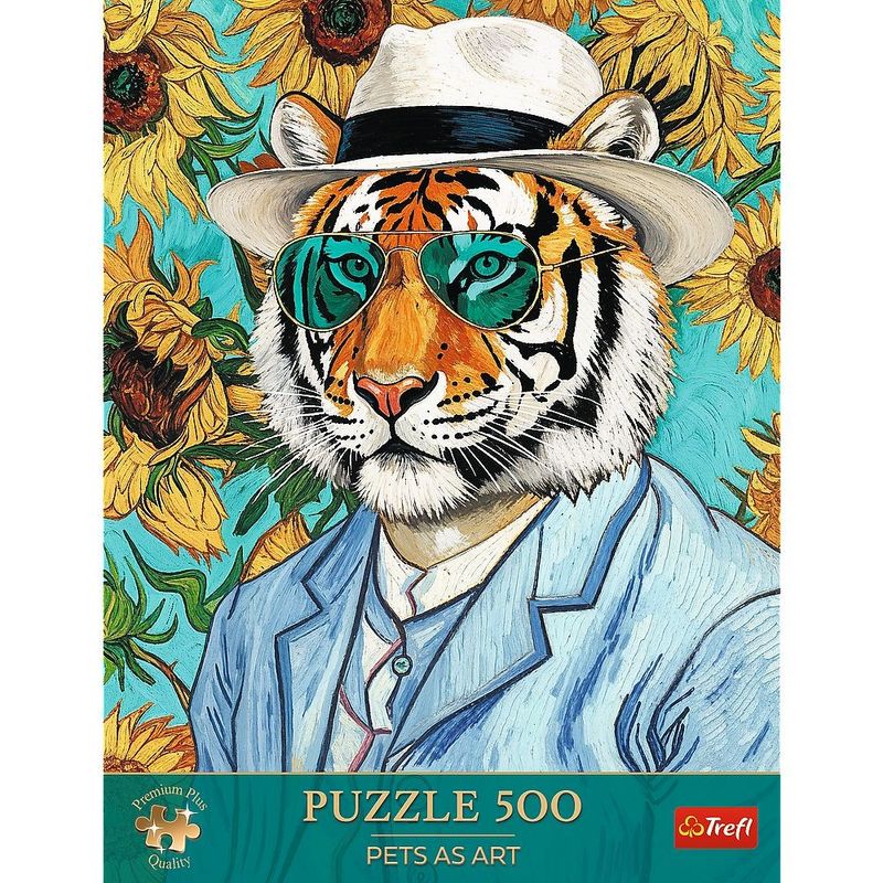 Jucarii, Copii si Bebe - Jucarii si jocuri - Jocuri si puzzle - Puzzle - PUZZLE TREFL 500 PREMIUM PLUS PETS AS ART DOMNUL TIGRU SI FLOAREA SOARELUI - Infinity.ro
