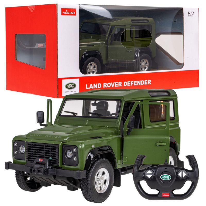 Jucarii, Copii si Bebe - Jucarii si jocuri - Vehicule si jucarii cu telecomanda - Masinute - MASINA CU TELECOMANDA LAND ROVER DEFENDER VERDE CU SCARA 1 LA 14 - Infinity.ro