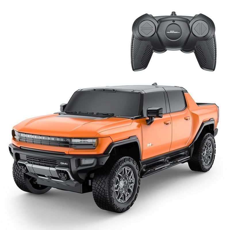 Jucarii, Copii si Bebe - Jucarii si jocuri - Vehicule si jucarii cu telecomanda - Masinute - MASINA CU TELECOMANDA HUMMER EV PORTOCALIU CU SCARA 1 LA 24 - Infinity.ro