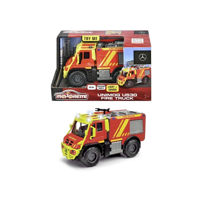 Jucarii, Copii si Bebe - Jucarii si jocuri - Vehicule si jucarii cu telecomanda - Masinute - MAJORETTE MASINA DE POMPIERI MERCEDES UNIMOG U530 CU SUNETE SI LUMINI - Infinity.ro