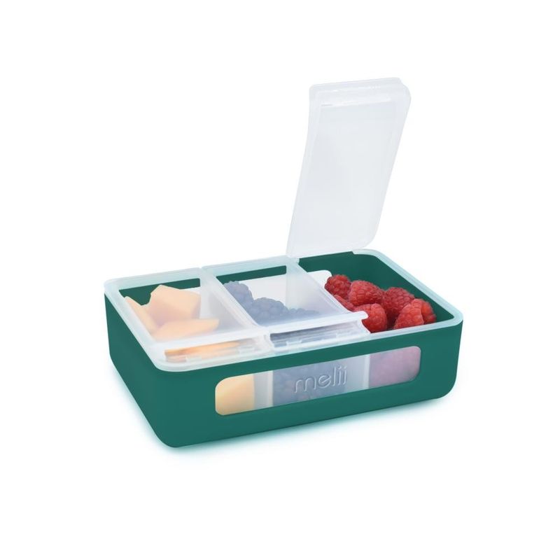 Jucarii, Copii si Bebe - Hrana si alaptare - Biberoane, suzete si accesorii hranire - Articole hranire bebelusi - CUTIE SNACK 3 COMPARTIMENTE, MELII, PINE GREEN - Infinity.ro
