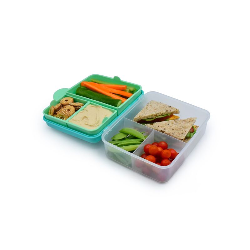 Jucarii, Copii si Bebe - Hrana si alaptare - Biberoane, suzete si accesorii hranire - Articole hranire bebelusi - CUTIE PRANZ BENTO 2 NIVELE CU TACAMURI MELII BLUE MINT LIME - Infinity.ro