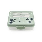 Jucarii, Copii si Bebe - Hrana si alaptare - Biberoane, suzete si accesorii hranire - Articole hranire bebelusi - CUTIE PRANZ BENTO 2 NIVELE CU TACAMURI MELII FLORI ALBASTRE - Infinity.ro