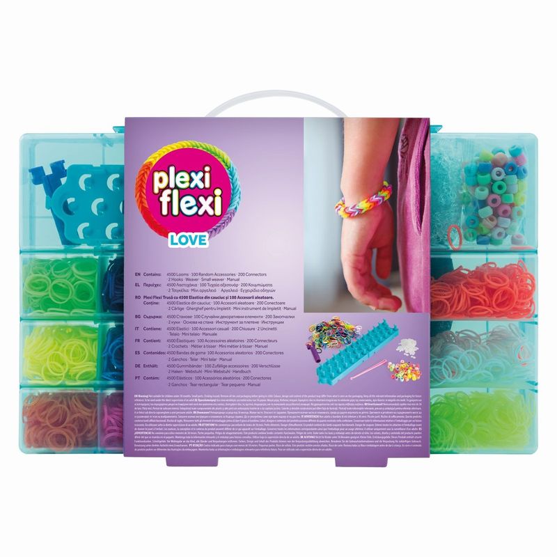 Jucarii, Copii si Bebe - Jucarii si jocuri - Papusi si accesorii - Papusi - PLEXI FLEXI LOVE CUTIE MARE 4500 ELASTICE 100 ACCESORII - Infinity.ro