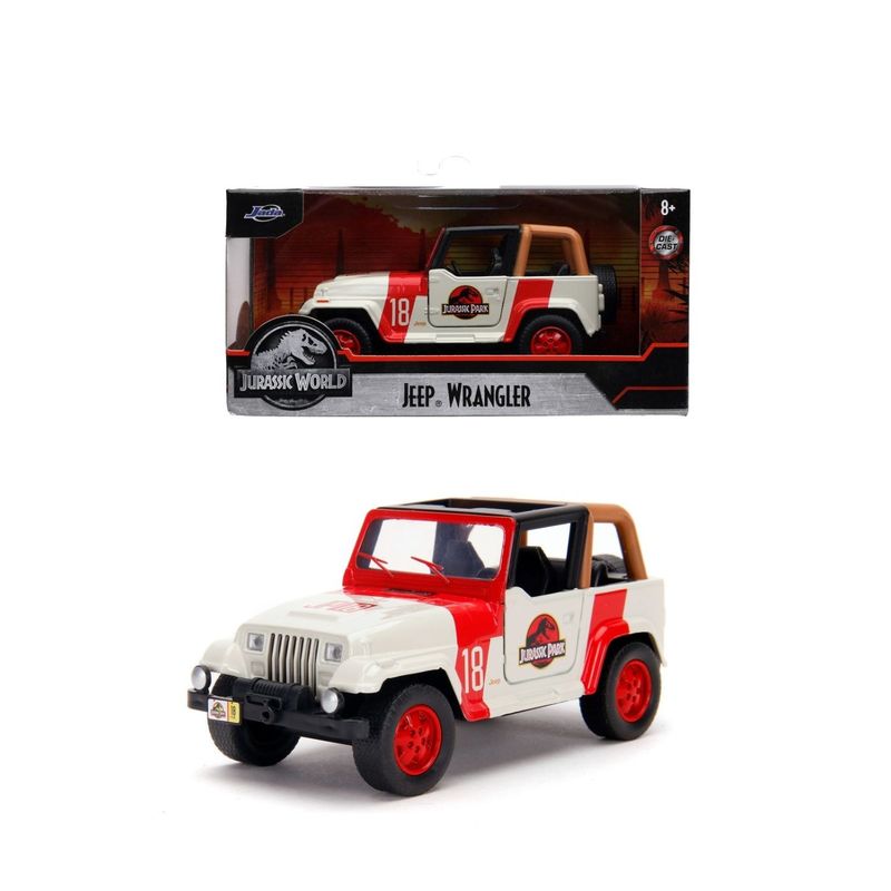 Jucarii, Copii si Bebe - Jucarii si jocuri - Vehicule si jucarii cu telecomanda - Masinute - JURASSIC WORLD MASINUTA METALICA JEEP WRANGLER SCARA 1 LA 32 - Infinity.ro