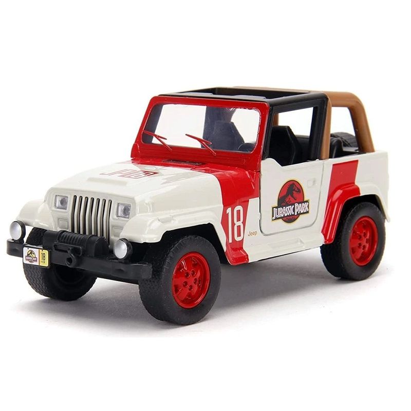 Jucarii, Copii si Bebe - Jucarii si jocuri - Vehicule si jucarii cu telecomanda - Masinute - JURASSIC WORLD MASINUTA METALICA JEEP WRANGLER SCARA 1 LA 32 - Infinity.ro