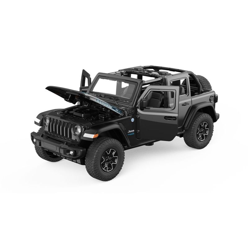 Jucarii, Copii si Bebe - Jucarii si jocuri - Vehicule si jucarii cu telecomanda - Masinute - MASINUTA METALICA JEEP WRANGLER RUBICON 4XE NEGRU CU SCARA 1 LA 32 - Infinity.ro