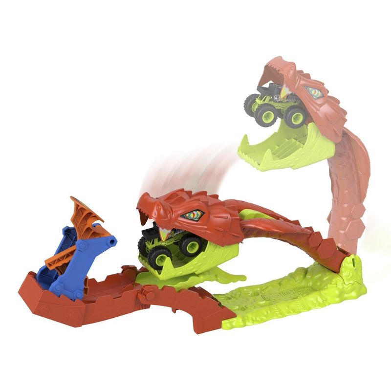 Jucarii, Copii si Bebe - Jucarii si jocuri - Vehicule si jucarii cu telecomanda - Masinute - HOT WHEELS MONSTER TRUCK SET DE JOACA PISTA INVINGE SARPELE URIAS CU MASINUTA BONE SHAKER INCLUSA - Infinity.ro