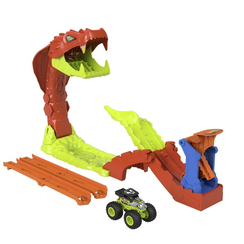 Jucarii, Copii si Bebe - Jucarii si jocuri - Vehicule si jucarii cu telecomanda - Masinute - HOT WHEELS MONSTER TRUCK SET DE JOACA PISTA INVINGE SARPELE URIAS CU MASINUTA BONE SHAKER INCLUSA - Infinity.ro