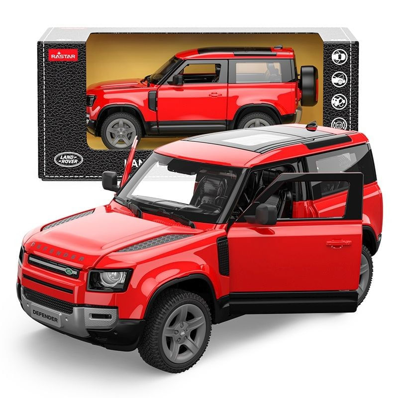 Jucarii, Copii si Bebe - Jucarii si jocuri - Vehicule si jucarii cu telecomanda - Masinute - MASINUTA METALICA LAND ROVER DEFENDER 90 ROSU SCARA 1 LA 24 - Infinity.ro