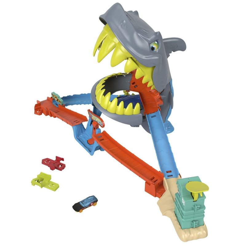 Jucarii, Copii si Bebe - Jucarii si jocuri - Vehicule si jucarii cu telecomanda - Masinute - HOT WHEELS CITY PISTA DE CURSE PLAJA RECHINULUI CHOMP CU MASINUTA INCLUSA - Infinity.ro
