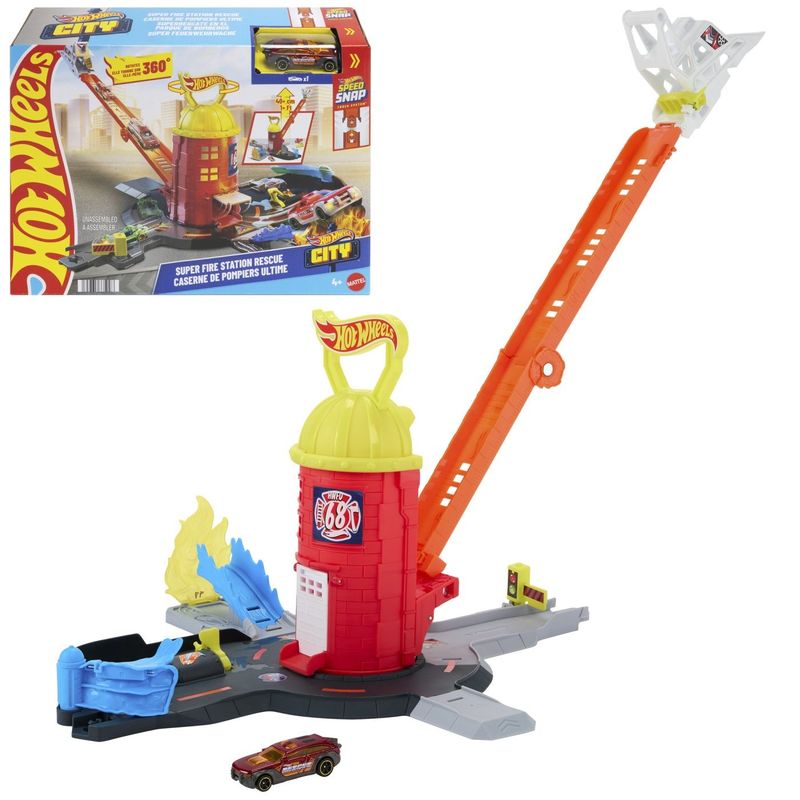 Jucarii, Copii si Bebe - Jucarii si jocuri - Vehicule si jucarii cu telecomanda - Masinute - HOT WHEELS CITY SET DE JOACA SUPER STATIE DE POMPIERI CU MASINUTA INCLUSA - Infinity.ro