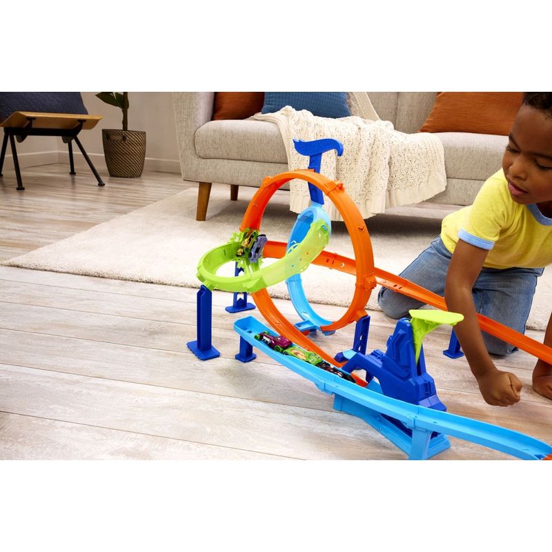 Jucarii, Copii si Bebe - Jucarii si jocuri - Vehicule si jucarii cu telecomanda - Masinute - HOT WHEELS STUNT TRACKS PISTA CICLON DE LANSAREA RAPIDA CU MASINUTA INCLUSA - Infinity.ro