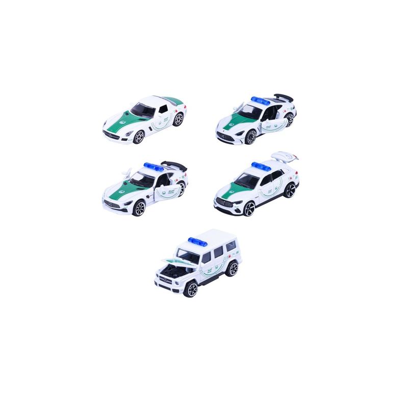 Jucarii, Copii si Bebe - Jucarii si jocuri - Vehicule si jucarii cu telecomanda - Masinute - MAJORETTE SET 5 MASINUTE DE POLITIE DUBAI METALICE MERCEDES AMG 7.5CM - Infinity.ro