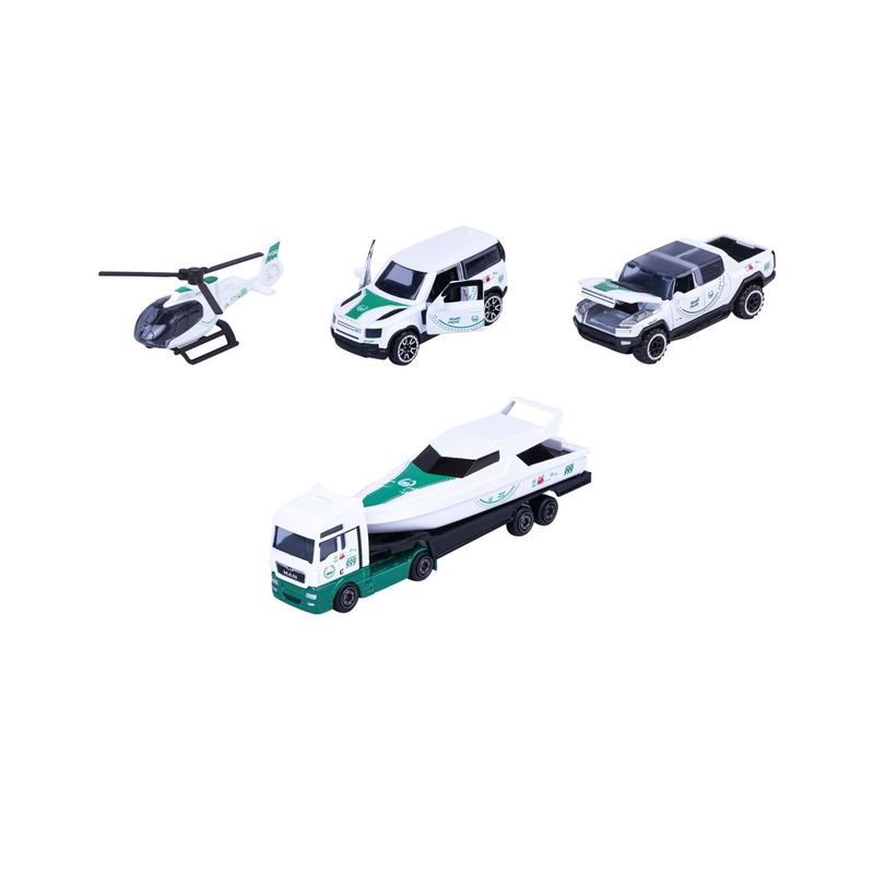 Jucarii, Copii si Bebe - Jucarii si jocuri - Vehicule si jucarii cu telecomanda - Masinute - MAJORETTE SET 4 MASINUTE DE POLITIE DUBAI METALICE MERCEDES AMG 7.5CM - Infinity.ro
