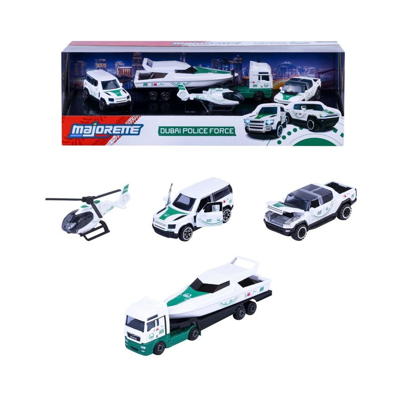 Jucarii, Copii si Bebe - Jucarii si jocuri - Vehicule si jucarii cu telecomanda - Masinute - MAJORETTE SET 4 MASINUTE DE POLITIE DUBAI METALICE MERCEDES AMG 7.5CM - Infinity.ro
